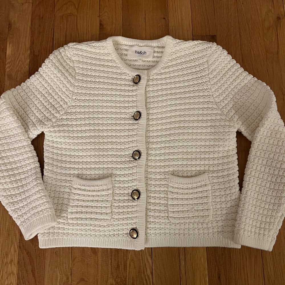 Ba&sh Gaspard Knitted Cardigan Sweater in Ivory Size 1/Small NWOT - Picture 7 of 13